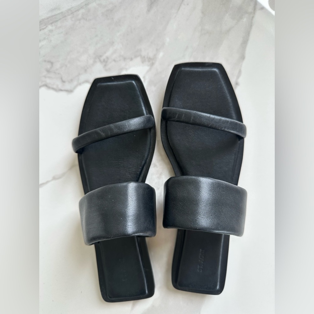 St. Agni Black Leather Sandals, size 38